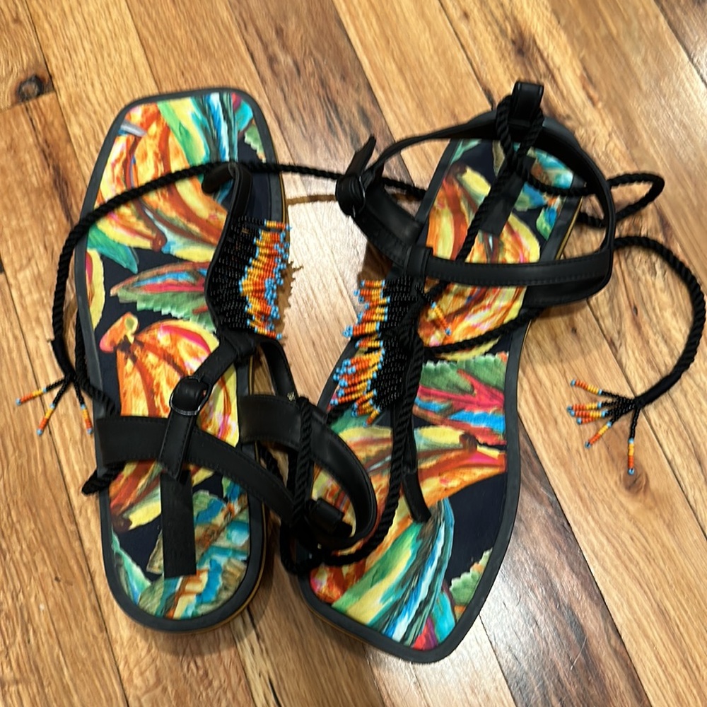 Farm Rio Beaded Sandals - Picture 2 of 4